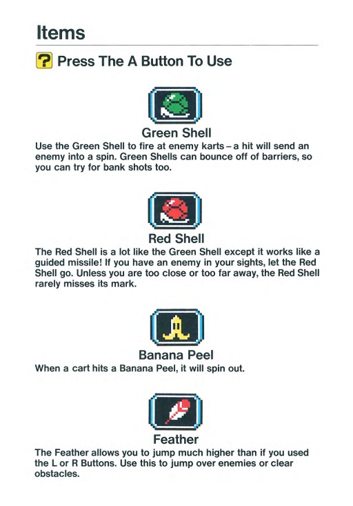 Jogabilidade e itens clássicos de Super Mario Kart.